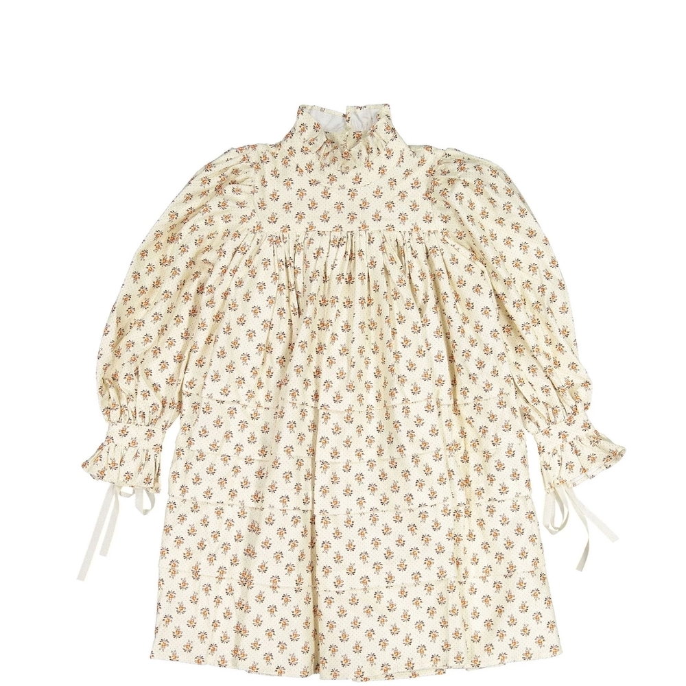 Charming Floral Kids Dress - Cream